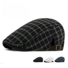 Casquette Beret Cabbie Ivy Carreaux Polyester Noir Marine Blanc Taille Unique