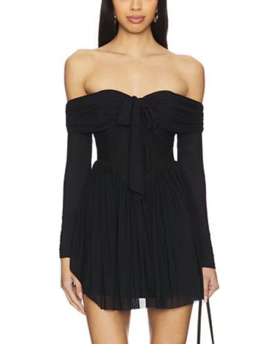 MORE TO COME Kristiana Black Off-Shoulder Mini Dress Size Small NWT