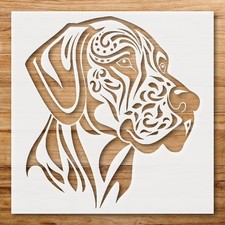 Dog Head Silhouette Decorative Pattern Wall Art Reusable Plastic Stencil - St