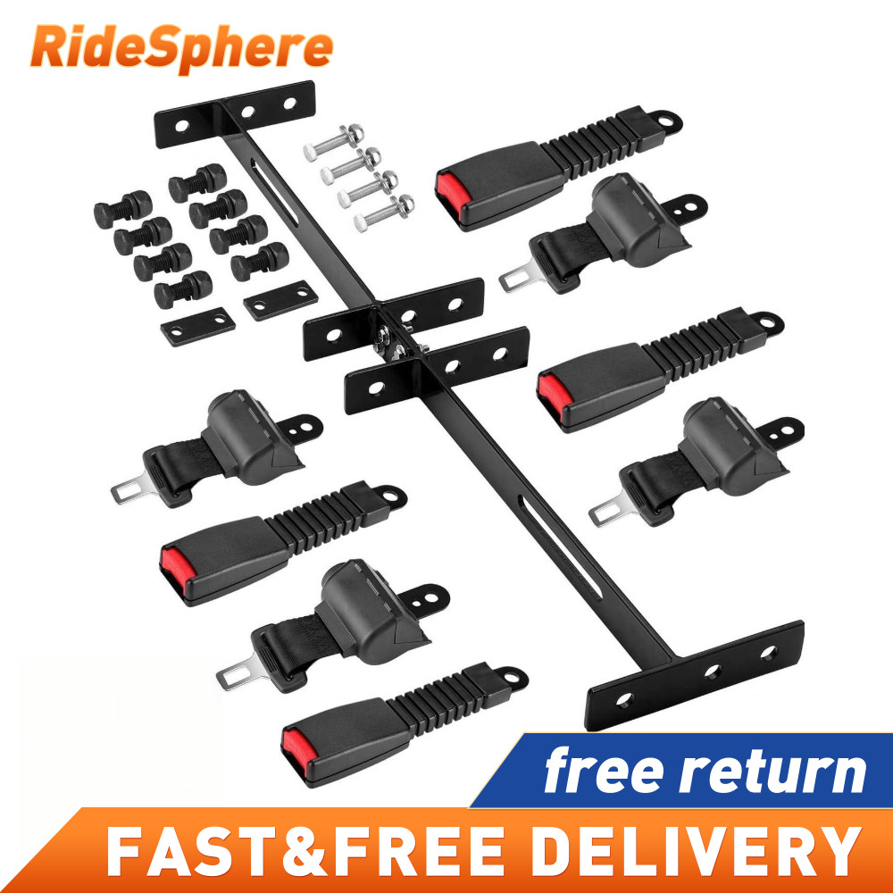 Universal Golf Cart Retractable 4 Seats Belts Mounting Bracket Kit Set Club Car