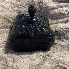 Vintage Tiara Indiana Glass Black Honey Bee Covered Candy Dish