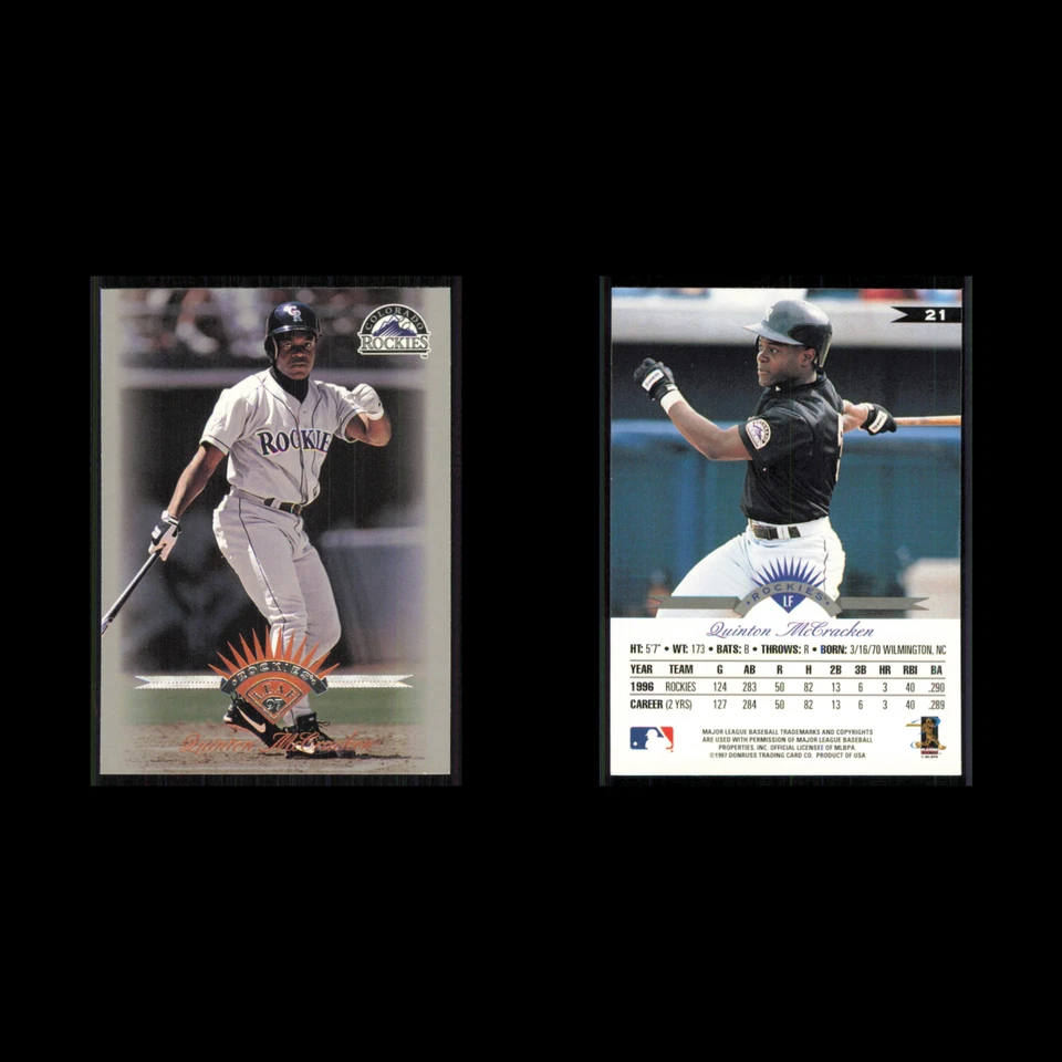 Quinton McCracken #21 1997 Leaf Colorado Rockies Baseball Card MLB NM - Image 3 of 3