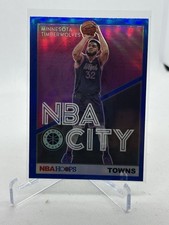 2019-20 NBA Hoops Premium Stock NBA City Karl-Anthony Towns Blue Prizm