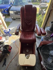 Spa  Massage Pedicure Chair burgundy material over tan base.