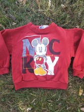 Vintage 90s Disney Mickey Mouse Boys 3T Sweatshirt Crewneck Red USA Made Rare