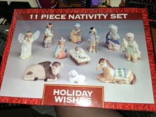 Holiday Wishes Nativity Set 11 Piece Porcelain Hand Painted Christmas Decor New