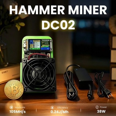 New Hammer Miner DC02 105MH/s 38W LTC&Doge Coin Miner Solo Mining Lotto Device