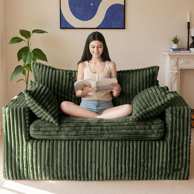 59'' Bean Bag Sofa Couch, Loveseat Boneless Couch in a Box, Upholstered Small Min