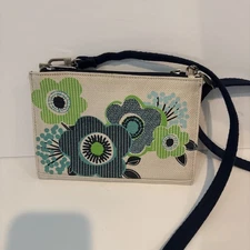 31 Thirty One Floral Accent Cross Body Wallet Purse 7.5"
