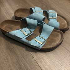 Birkenstock Arizona Womens Turquoise Suede Sandals 378 Soft Footbed 240 Narrow 