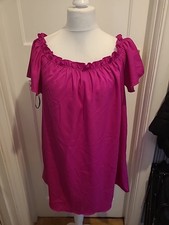 Ladies Shein Curve Size 1XL Hot Pink Elasticated Hem Short Sleeved Dress