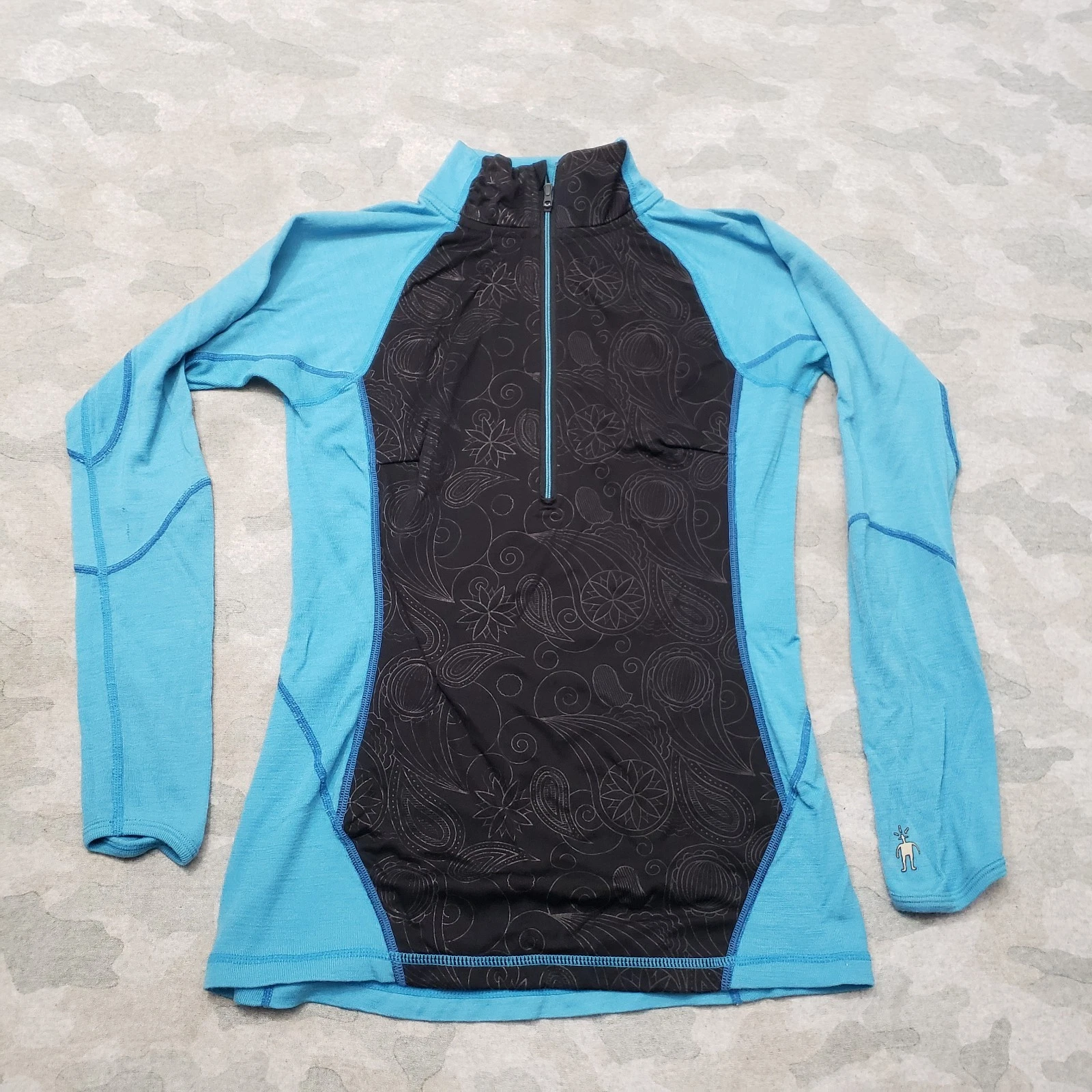 Smartwool Top Womens XS Blue Quarter Zip Long Sleeve Outdoors Base Layer