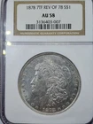 1878 7TF REV OF 78 MORGAN SILVER DOLLAR $1 COIN NGC AU58