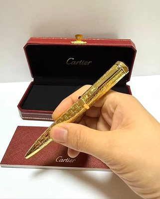 Cartier Gold Engraved Ballpoint Pen Luxury Writing Instrument with
