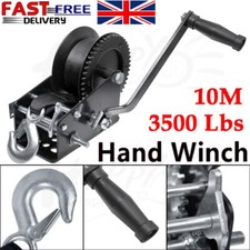 Heavy Duty 3500LBS Hand Winch 2 Gear 10M Polyester Strap ATV Trailer Boat Marine