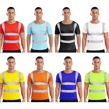 Men Tops Reflective T-shirt Visibility Tee Activities Costume Quick-Drying Work