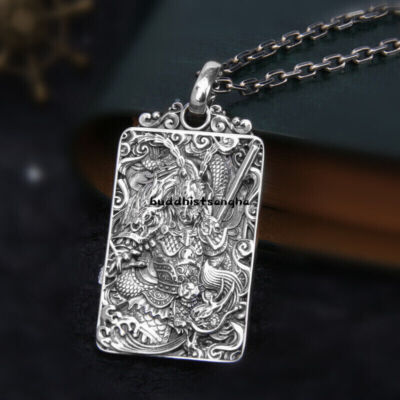 Pure S925 Sterling Silver Men WOmen Monkey King Oblong Pendant
