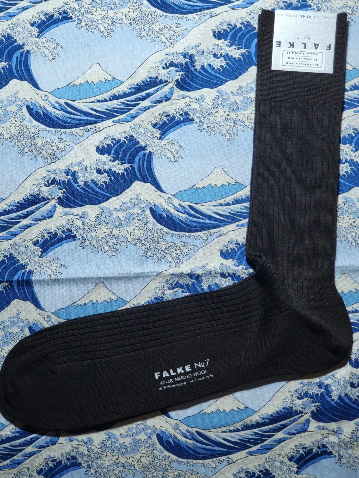 Falke Mens No.7 Merino Wool Socks Ribbed Brown Size UK11.5/12.5 EUR47-48 RRP £35