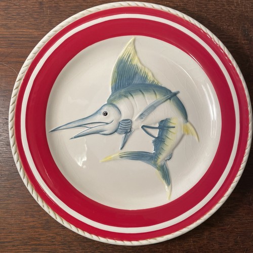 American Atelier NAUTICAL Salad Dessert Plates Swordfish Sailboat 8 1/8" Coastal - Picture 6 of 9