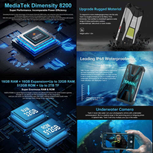 Unihertz Tank 3 / 8849, 16GB+512GB, 200MP Camera, Night Vision, 23800mAh Battery - Picture 8 of 9