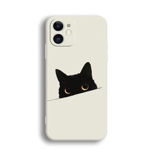 Case For iPhone 15 Pro Max 14 13 12 Mini 11 XS XR 7 8 Black Cat Phone Cover - Zdjęcie 5 z 14