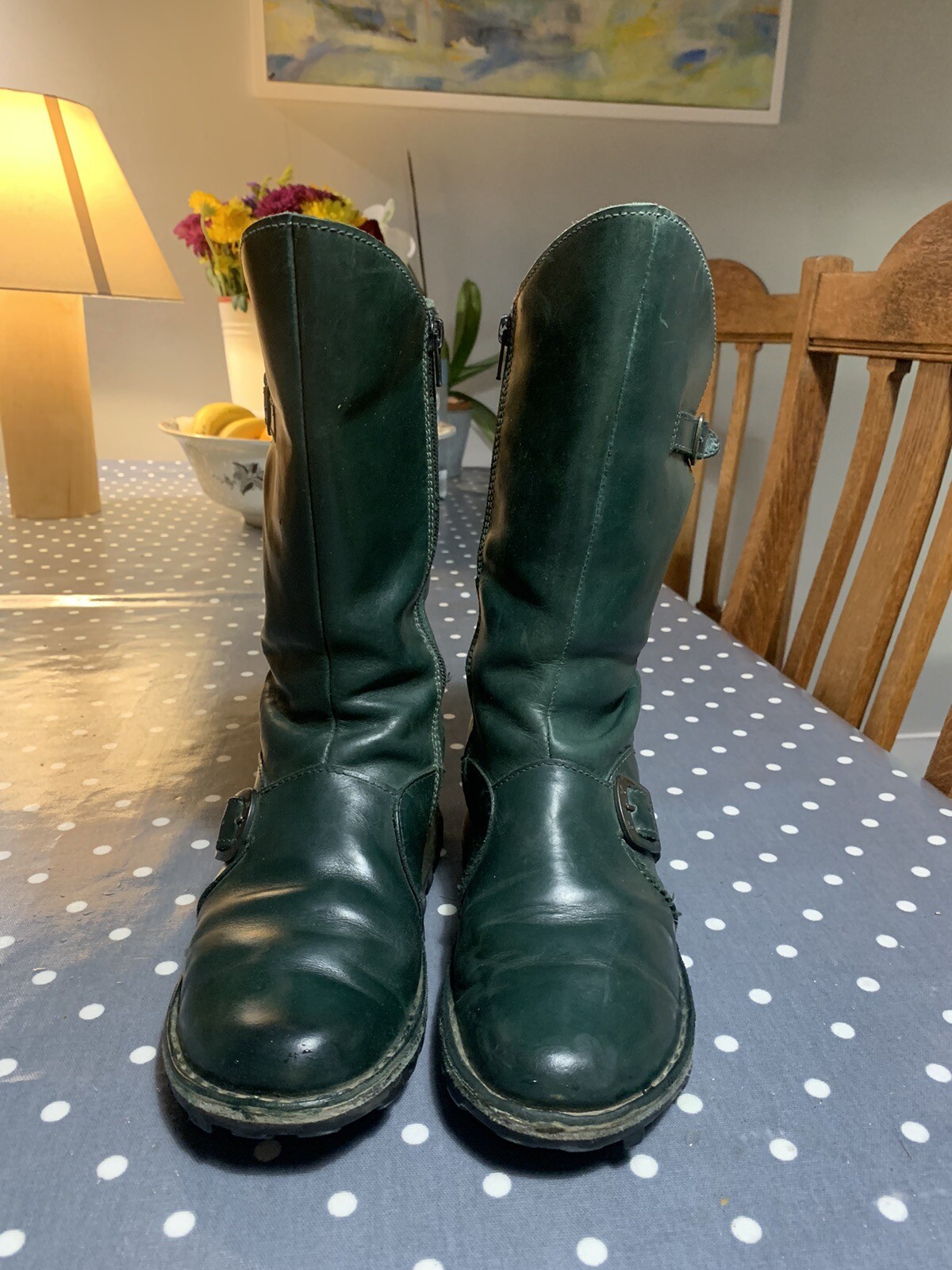 Fly Calf length Wedge Green Boots Size 5 38 eBay