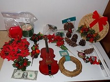 Vintage Christmas Plastic Evergreen Holly Picks Arrangement Craft Pieces Lot