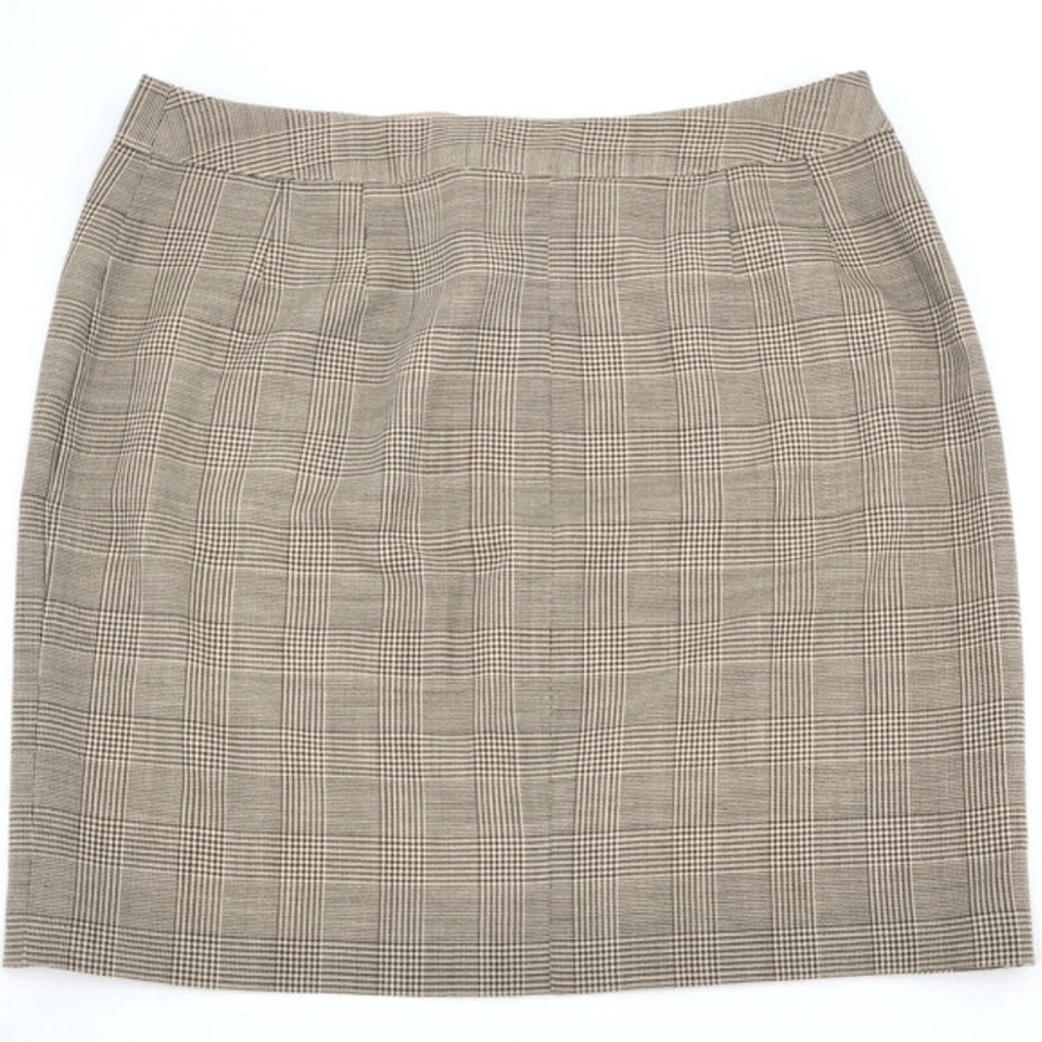 复古 Emanuel Ungaro 裙子 12 码女式棕色格子格子羊毛马海毛混纺 — 第 3/4 张图片