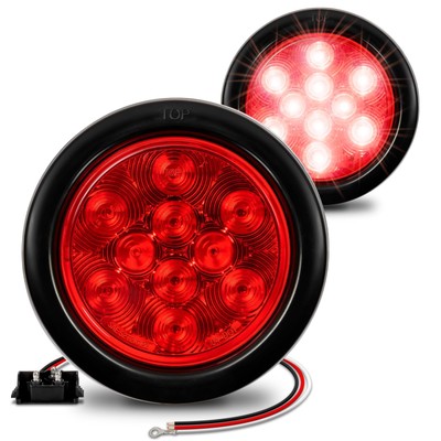 TRUE MODS 2pc 4'' Round Red 10 LED Trailer Tail Lights [DOT FMVSS 108] [SAE S2...