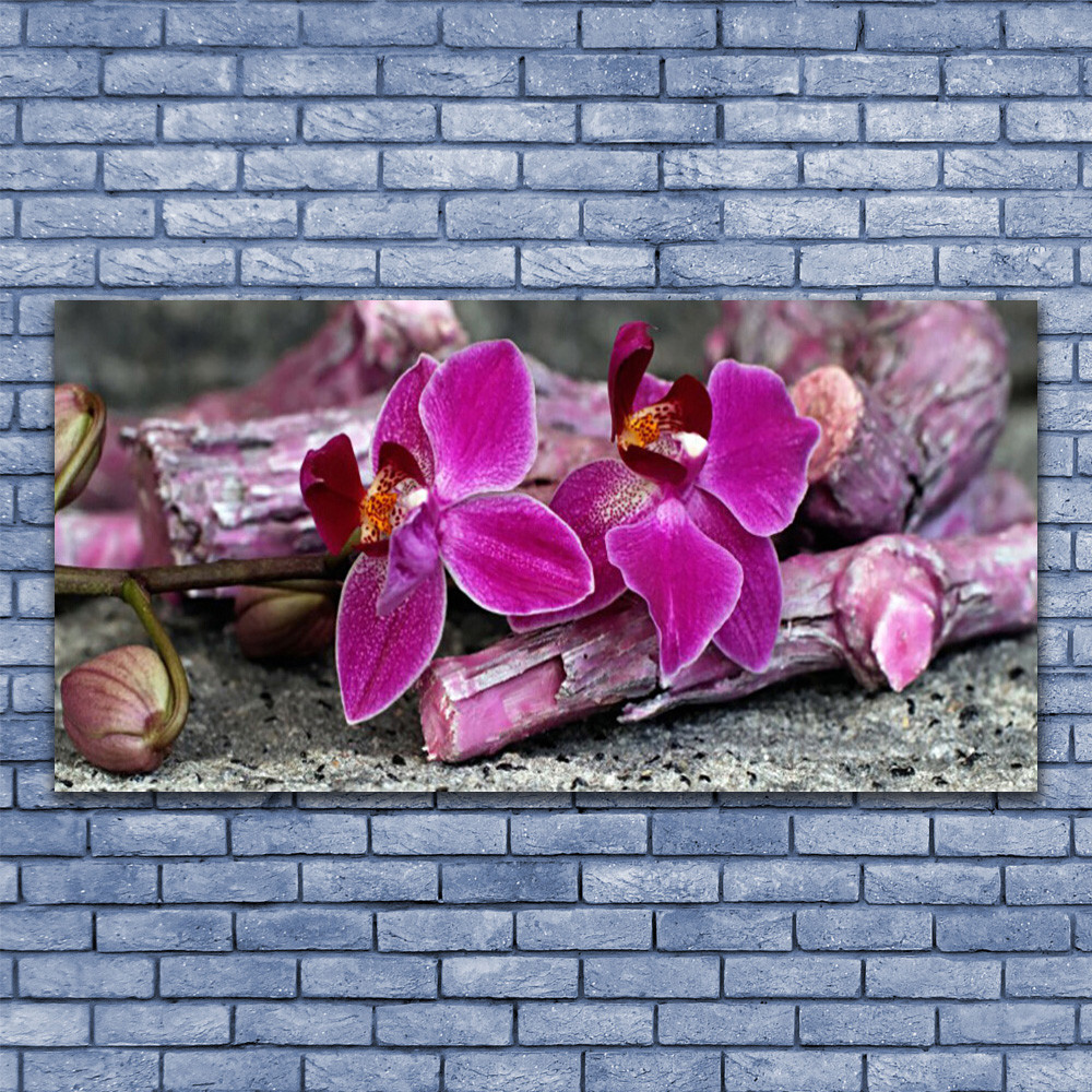 Image sur verre 140x70 motif fleurs et bois avec finition brillante haut de gamme