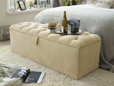 3 Fuß Einheitsgröße Ottomane Aufbewahrungsbox Fußhocker Pouf Bank Sitz Chenille Stoff