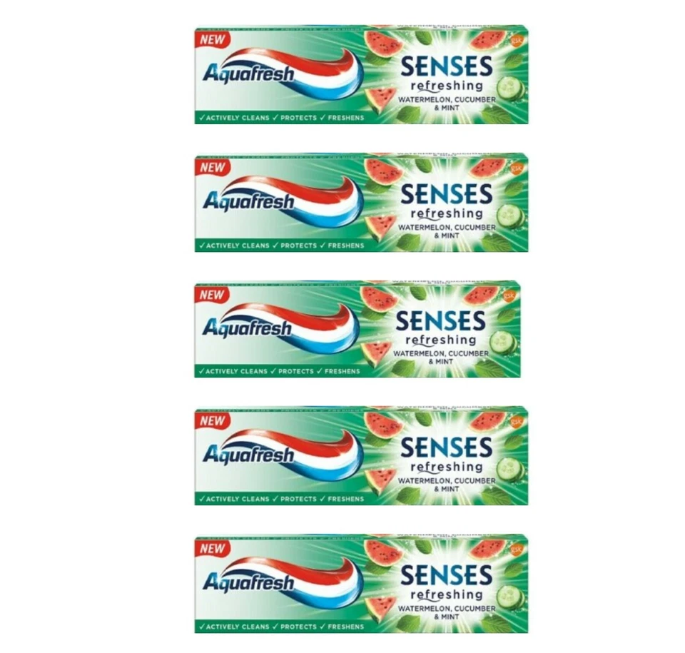Aquafresh Toothpaste Watermelon Senses Refreshing Cucumber Mint Fluoride Protect - Image 3 of 3
