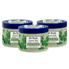 Dr Teal's Epsom Salt Body Scrub, Relax Relief with Eucalyptus16 Oz Pack of 3