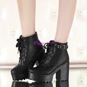 Womens-Stylish-chunky-heel-platform-ankle-boots-goth-punk-creeper-shoes-8-3