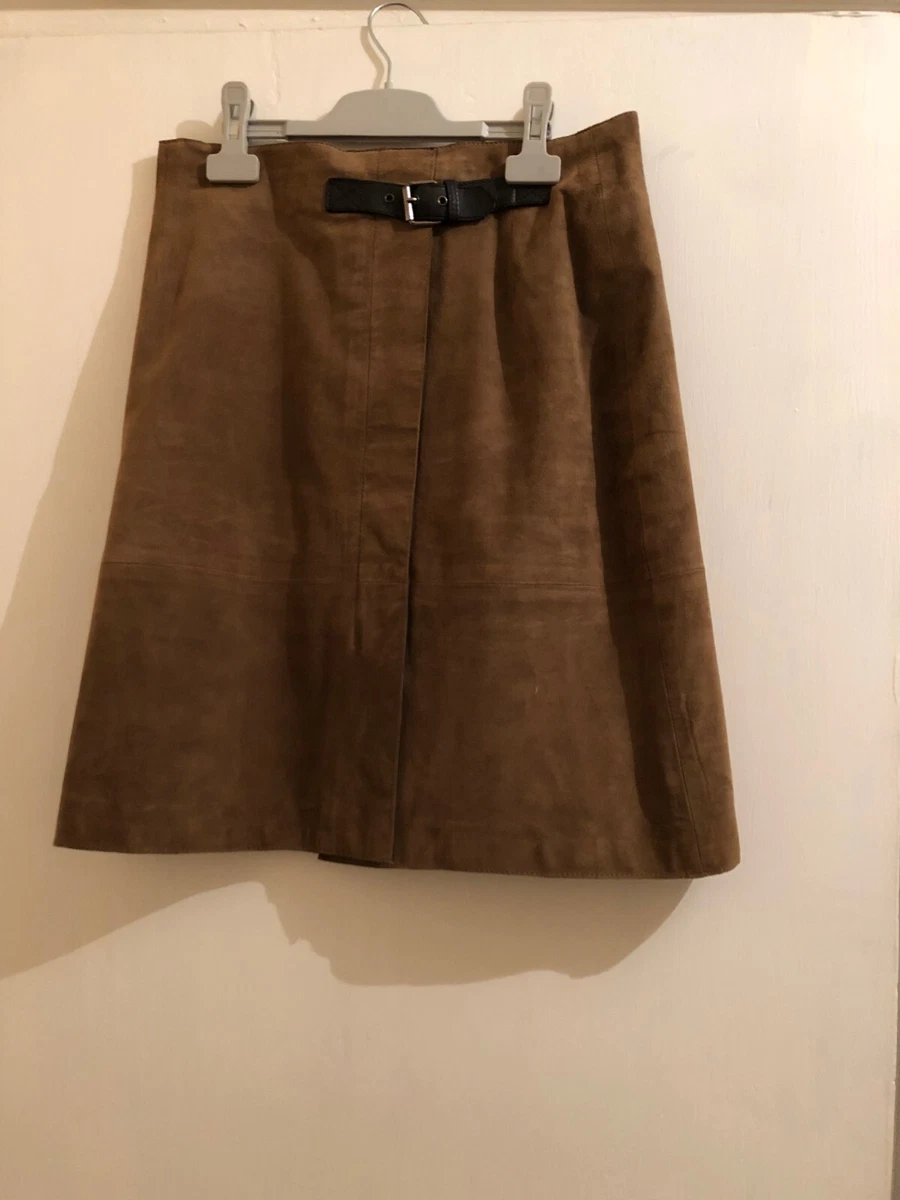 Jupe Caroll Taille 40 En Lin 100% Marron - Style évasé, Occasion Très Bon état