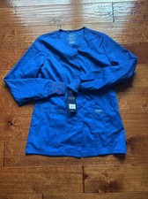 Cherokee Scrubs Workwear Revolution Snap Front Warm Up Jacket WW310 Royal XXS