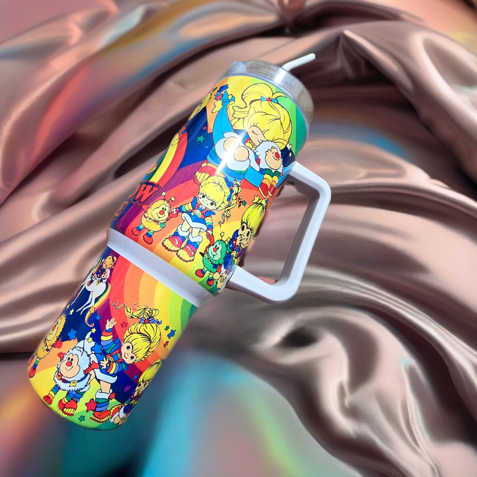 Rainbow Brite 40oz Tumbler Stainless Steel with Handle Straw