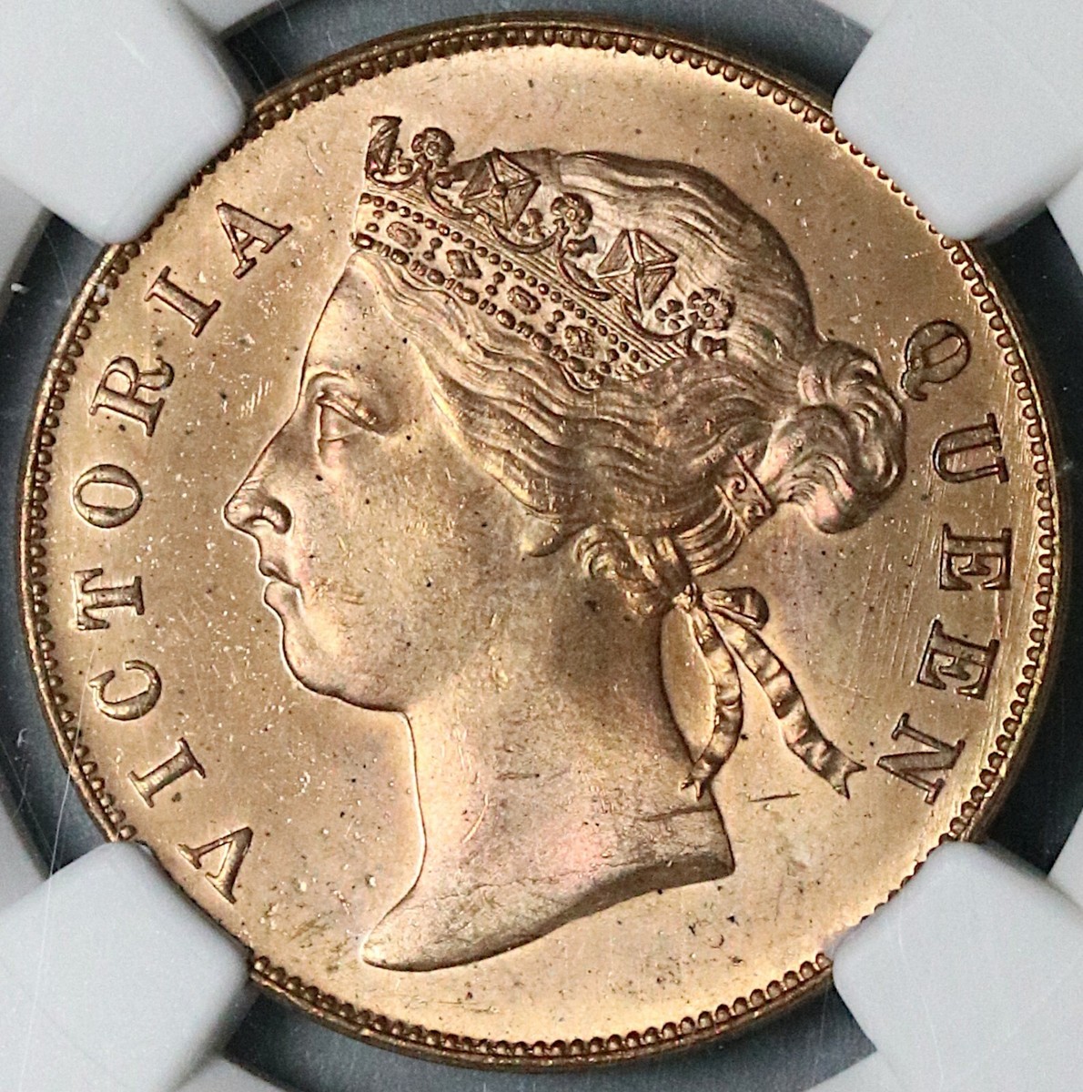 1888 NGC MS 64 RD Mauritius 5 Cents Victoria RED Coin POP 3/0
