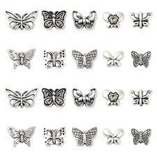 60pcs Tibetan Silver Retro Spacer Beads Butterfly Shaped Beads for Jewelry DIY