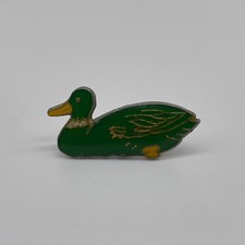Vintage Green Enamel Duck Lapel Pin