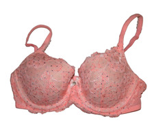 Victoria's Secret Body by Victoria Lined Demi Pink Flower Polka Dot Bra 34D