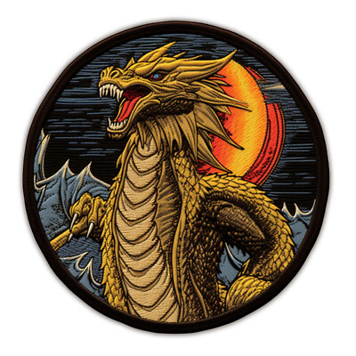 Mythical Dragon Patch Embroidered Iron-on for Clothing Backpack Medieval