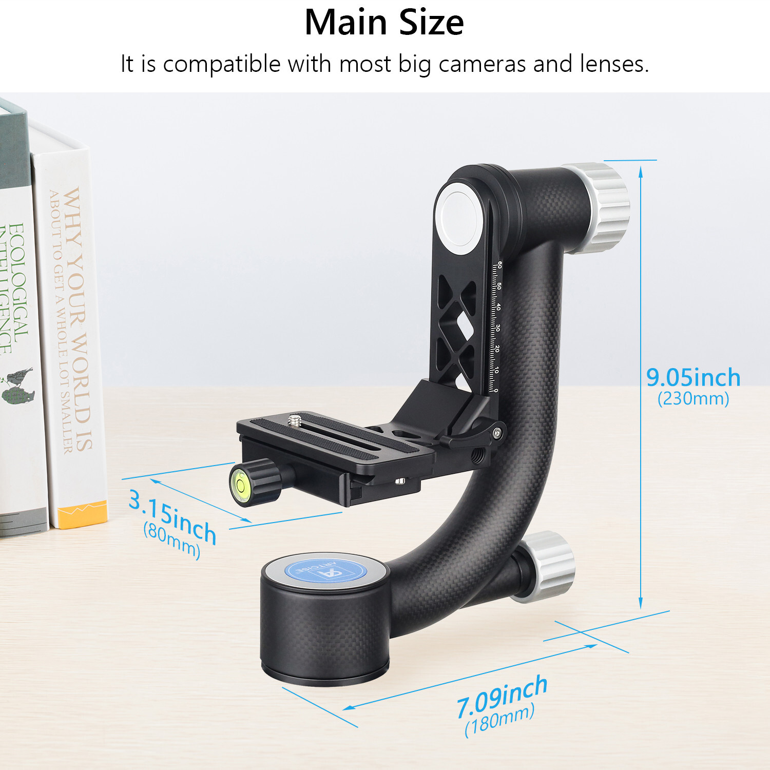 ARTCISE GH6 720° Carbon Fiber Tripod Panoramic Gimbal Pan Head Ball Mount for T