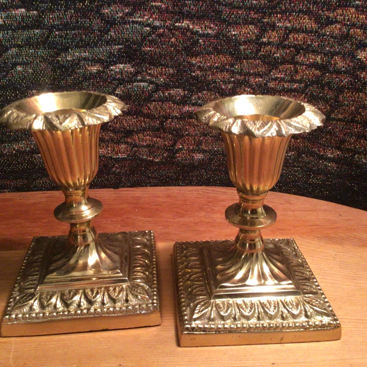 Hosley international, solid Brass, made in India, square base candleholders  set | eBay