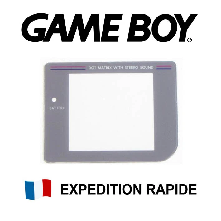 Ecran Game Boy Classique FAT Screen GRIS Vitre de remplacement Gameboy GB FRANCE