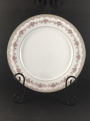Vintage Mismatched China 10 1/2” Dinner Plates Set Of 4. Pink Gray Blue Black - Picture 5 of 12