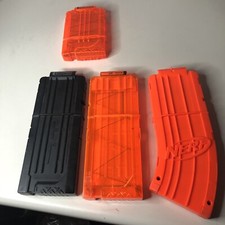 Nerf N-Strike Elite 6, 10, 12, 12 Round Magazine Clip Lot of 4 Black Orange
