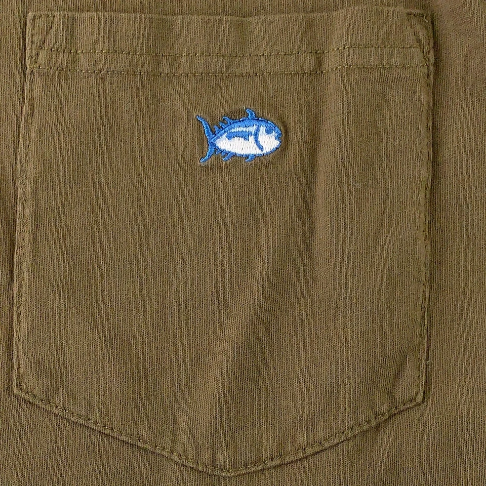 Мужская футболка Southern Tide размер средний зеленый с длинным рукавом вырез лодочкой логотип карман - Изображение 3 из 4