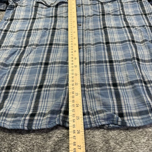 Cody James Western Pearl Snap Shirt Youth XL Blue/Black Windowpane Plaid Cowboy - Picture 9 of 11