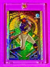 Jackson Chourio RARE SILVER MOJO REFRACTOR ROOKIE CARD BOWMAN CHROME POWER-UP RC